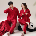 浪莎红色睡衣春秋2025新款结婚情侣套装纯棉长袖新婚喜庆家居服HJ M Y9520女