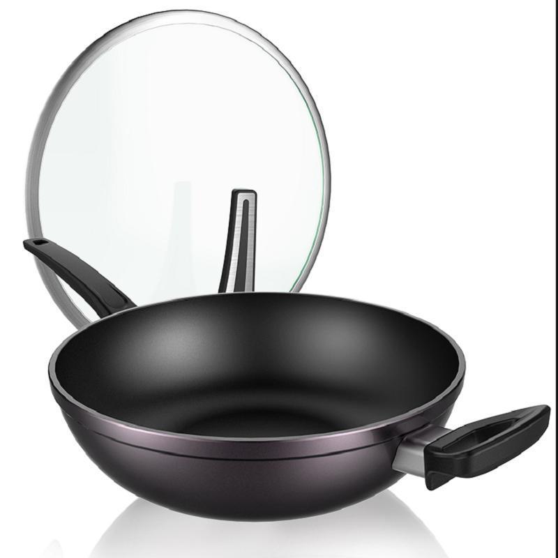 美的midea炒锅cl32t02不粘炒锅平底无油烟铝合金炒菜锅电磁炉燃气通用