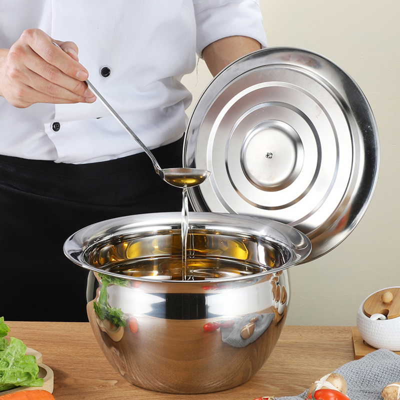 橙亿鸿 不锈钢加厚油盆 油鼓带盖 10英寸/个高清大图