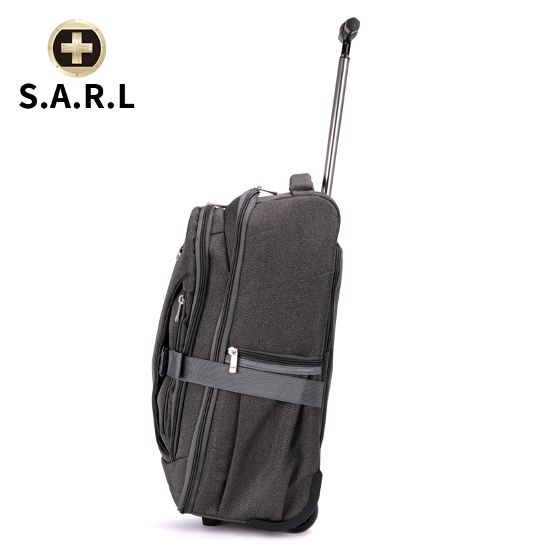 S.A.R.L瑞士手拉旅行包男女通用 可放17寸电脑包大容量拉杆手提男士轻便防泼水短途出差旅游商务电脑包行李包深灰色