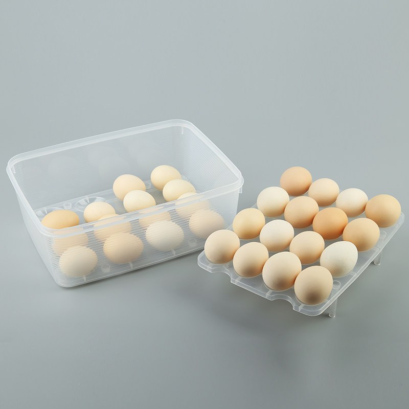 净也日本双层可叠加鸡蛋盒厨房保鲜盒带盖塑料蛋托盒子鸡蛋收纳盒32格