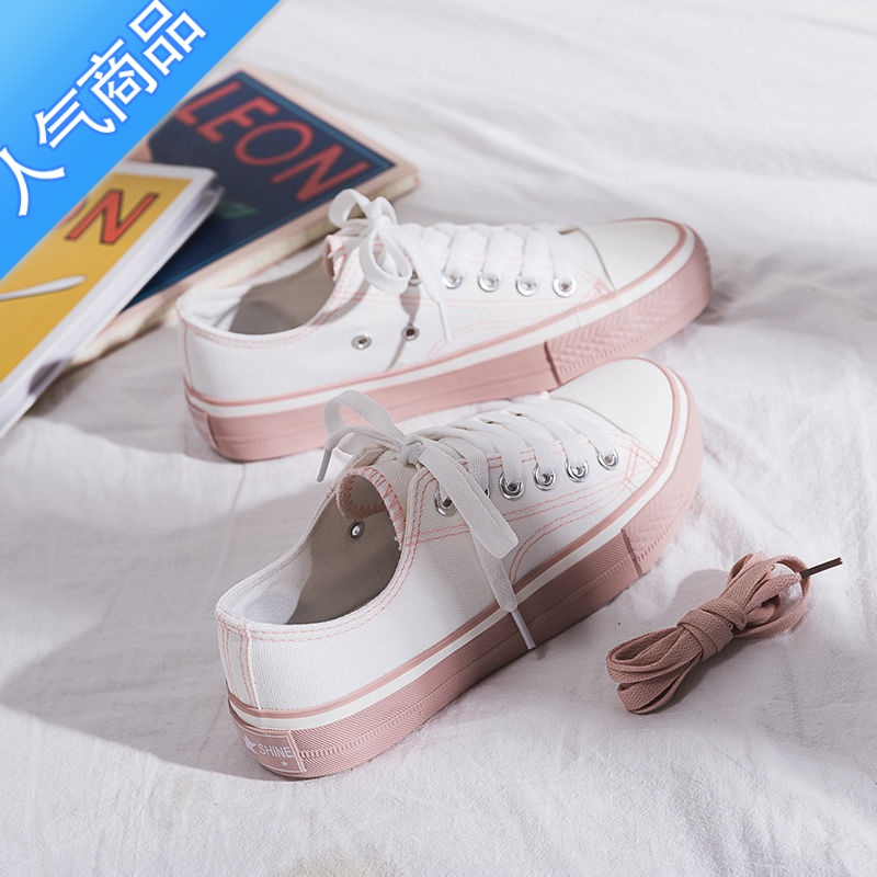 SUNTEK小白鞋女ins帆布鞋2023春秋季新款夏季ulzzang百搭低帮学生板鞋潮高清大图