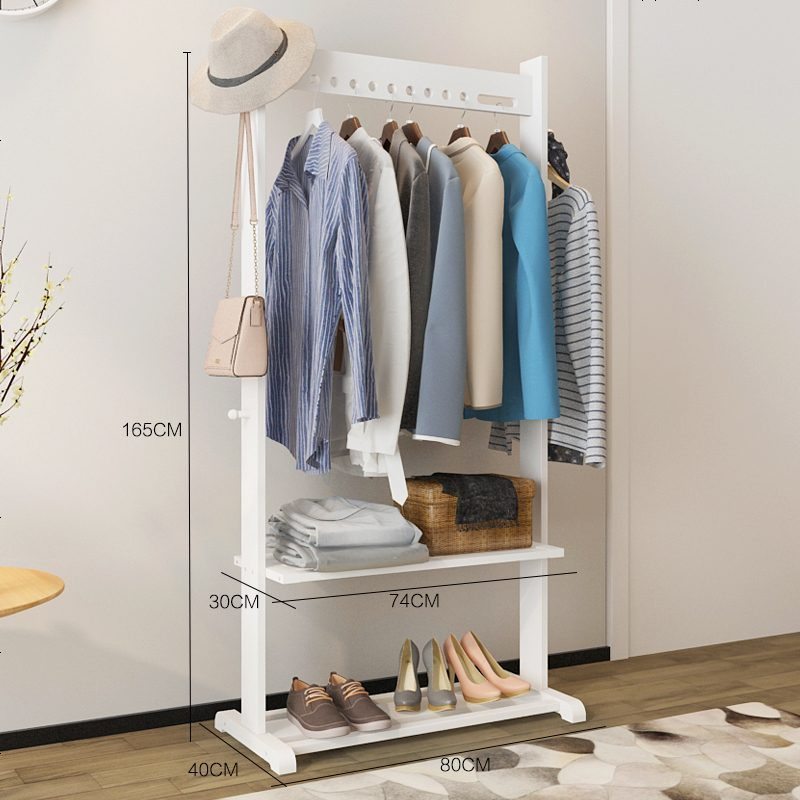简约实木衣帽架落地卧室挂衣架简易多功能省空间家用木质落地衣架