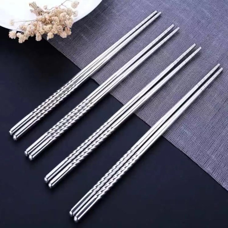 苏宁宜品不锈钢筷子家用高档家庭装防霉防烫螺纹不变形筷子标准版螺纹