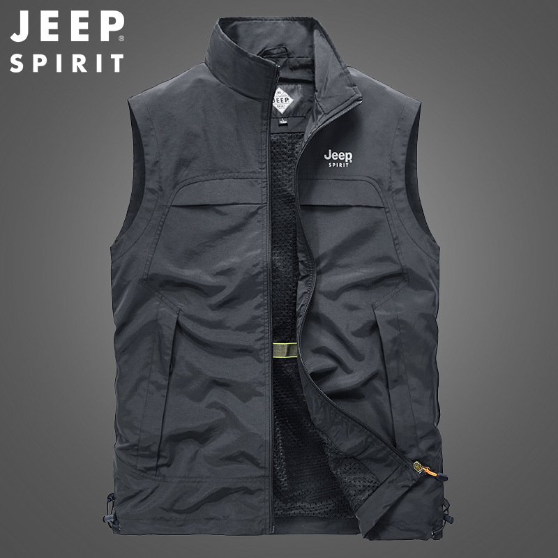 jeep吉普马甲男春秋中青年男士坎肩春秋休闲宽松大码马夹外套9898视频