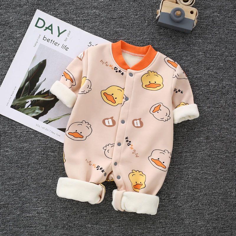 婴儿连体衣加绒加厚秋冬款幼儿保暖衣服莎丞