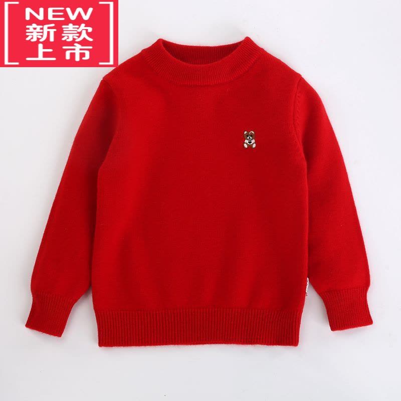 可莉允儿童纯山衫男童半高领套头双层女童宝宝毛衣中大童衫加厚图片