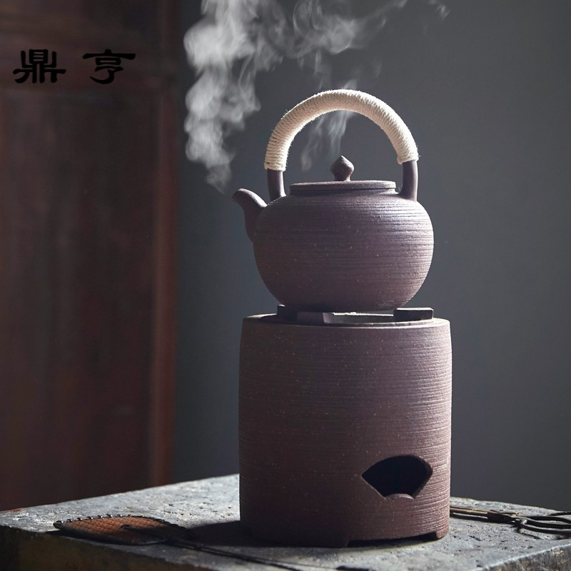 鼎亨粗陶泥煮茶壶大号炭火煮茶器日式功夫茶具电陶炉烧水提梁壶套