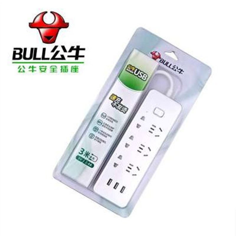 公牛(BULL)UUA126 接线板usb插座3米