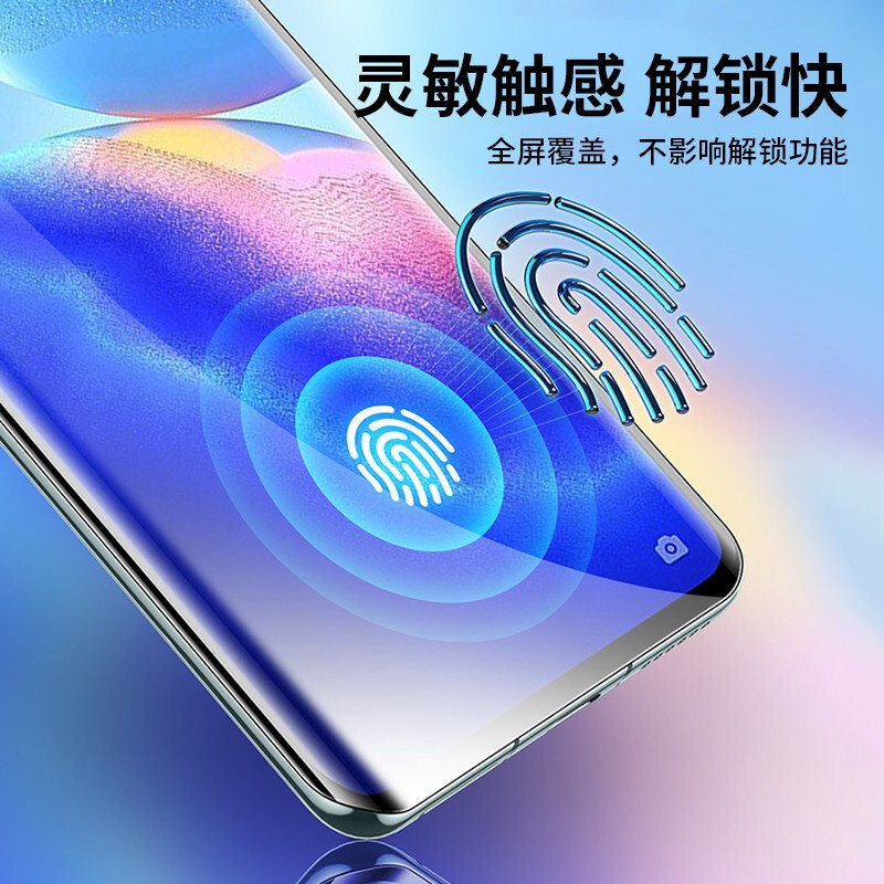 ESCASE OPPO reno5pro+水凝膜手机贴膜全屏覆盖 曲面保护膜无白边高透前膜透明[两片装]-送贴膜神器
