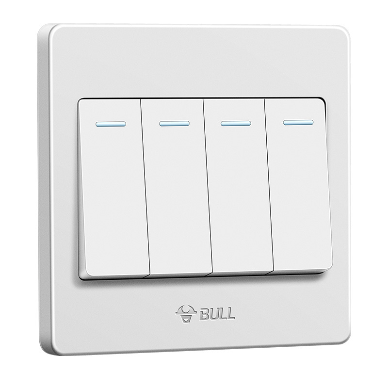 公牛bull开关插座g18系列四开双控开关大面板带荧光86型面板g18k412