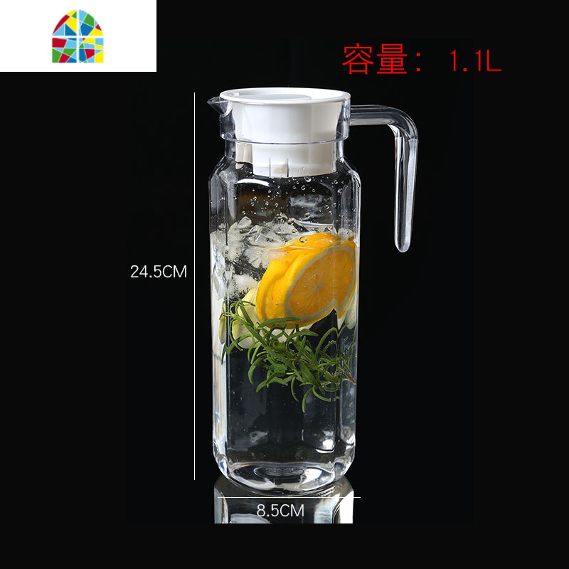 冷水壶凉水壶大容量塑料亚克力果汁壶酒吧KTV餐厅可高温扎壶商用 FENGHOU 1.1升八角壶高清大图