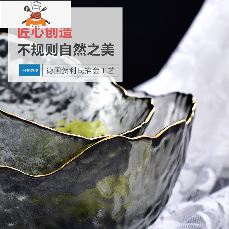 日式锤纹沙拉碗碟套装家用水果盘创意北欧风餐具甜品碗 敬平高清大图
