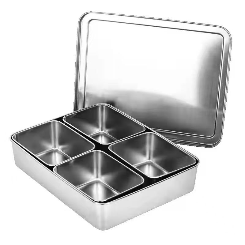 顺心优 不锈钢四格调料盒 调料收纳盒 调味盒 29*23*6cm/个高清大图
