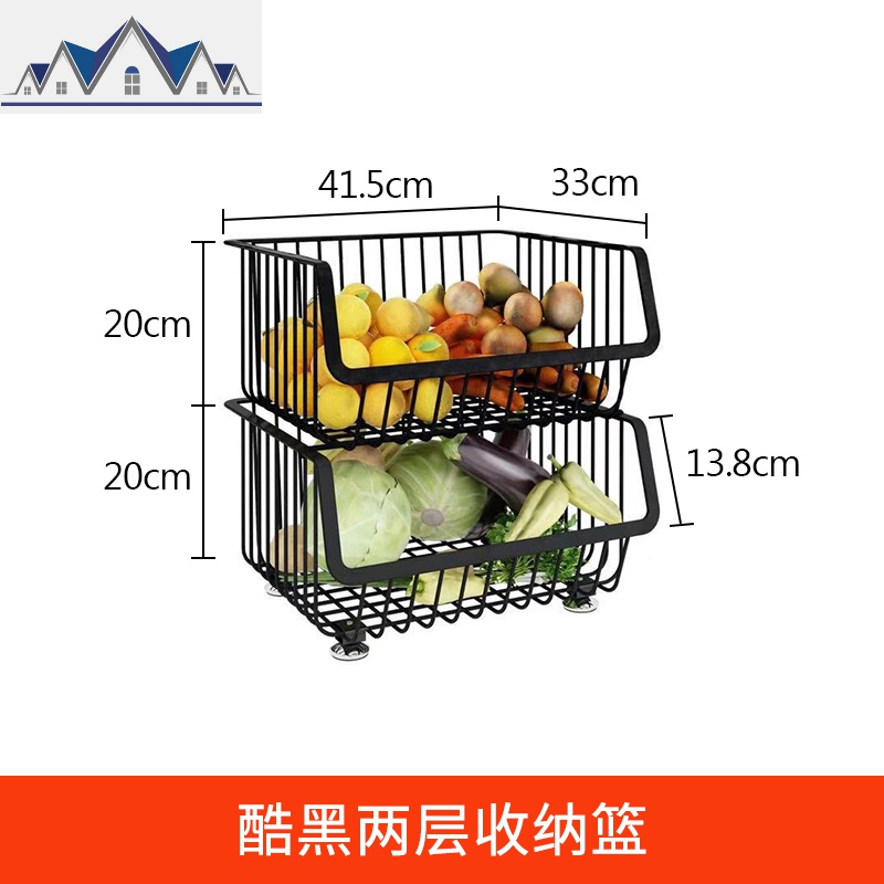 厨房果蔬置物架落地式带滑轮收纳筐多层家用瓜果蔬菜可移动菜篮子 三维工匠高清大图