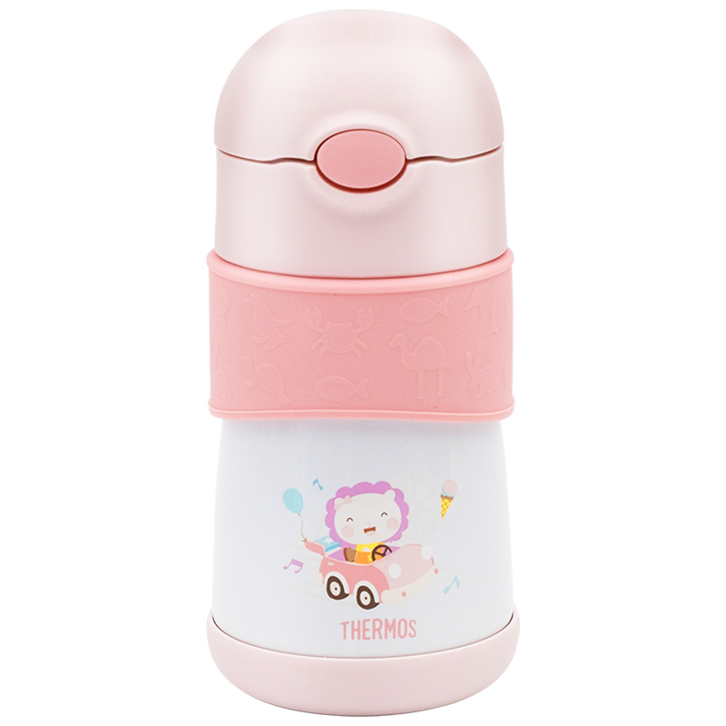 膳魔师(THERMOS)孕婴童保温杯FFH-293L吸管杯内胆316L不锈钢双盖多用290ML学饮杯礼盒装防滑底座粉色