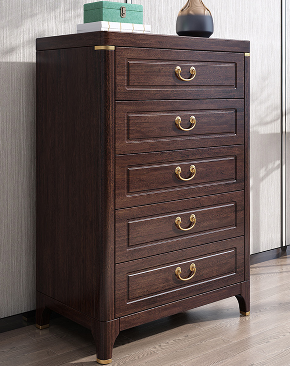 木格尚品 新中式实木五斗柜紫金檀木红木客厅家具五抽屉大容量储物