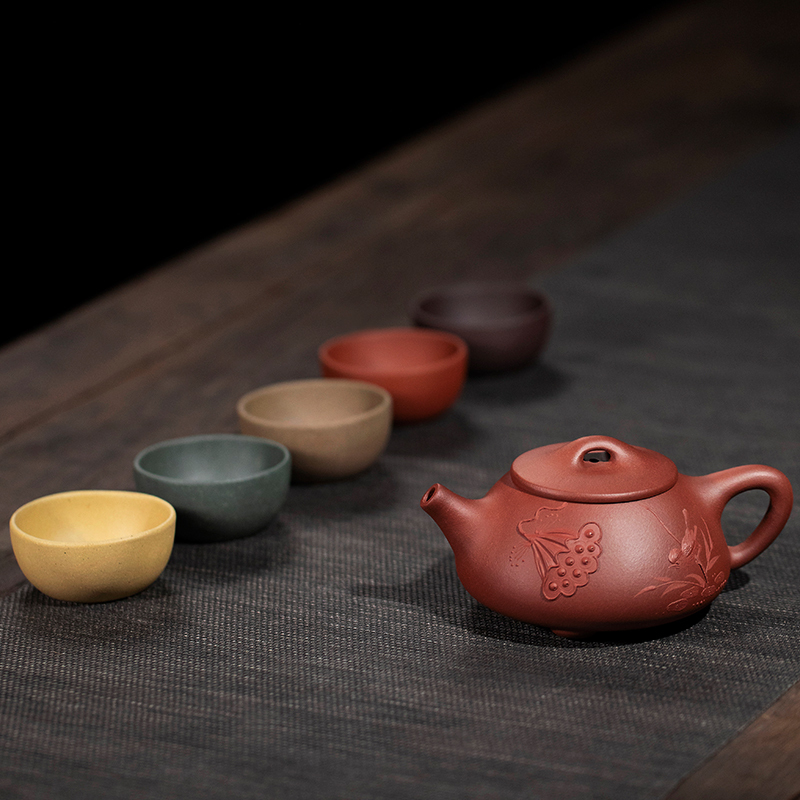 常生源 紫砂壶茶具功夫茶壶宜兴全手工泥绘 国工收藏蔡顺祥石瓢壶200ml