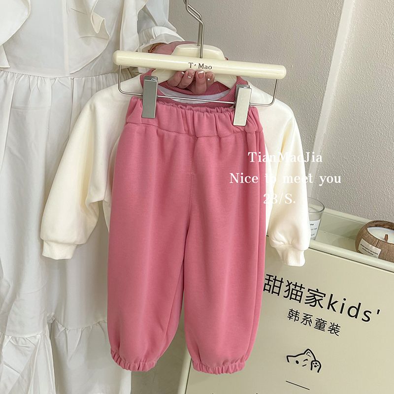 女童儿童春装运动套装春季新款女韩版卡通印花卫衣卫裤两件套高清大图
