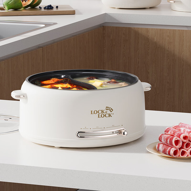 乐扣乐扣(LOCK&LOCK) 小家电电火锅白色2000W 5L 大容量 EJP1347WHT