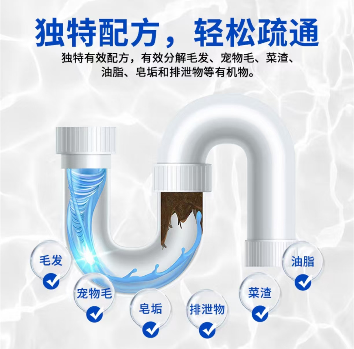 蓝精灵小卫士管道疏通神奇粉260g高清大图