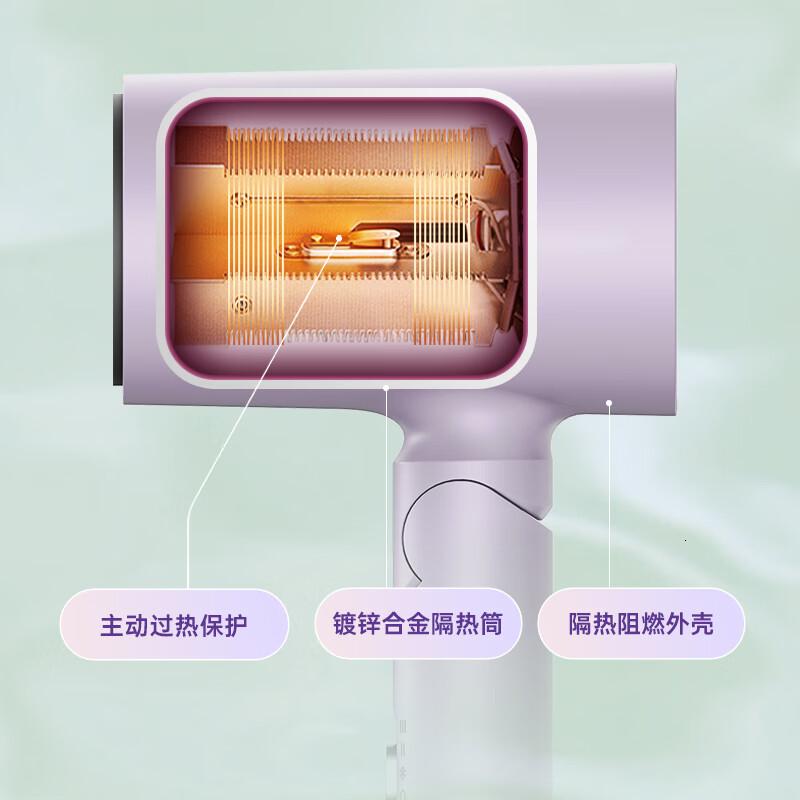 超人家用电吹风机水润负离子大风量速干便携简约吹风筒电吹风折叠便携款-紫色-HD1658高清大图