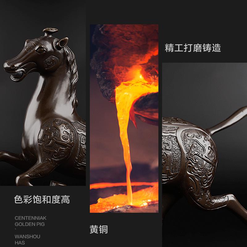 美帮汇马踏飞燕铜马摆件仿古铜工艺品家居客厅办公室装饰店铺开业礼品高清大图