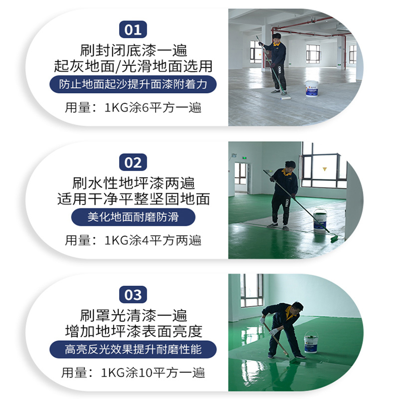 06海蓝 1L 水性环氧树脂地坪漆水泥地面漆地板漆室内室外家用自流平防水防滑