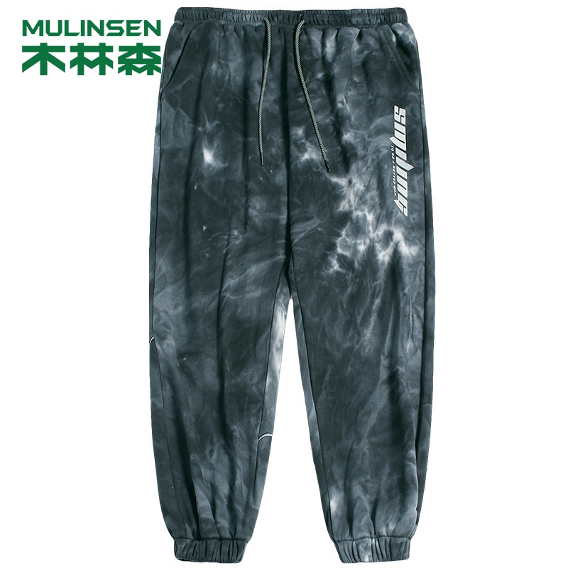 [直营]木林森(MULINSEN)秋新款潮牌运动卫裤扎染嘻哈街头束脚休闲裤男