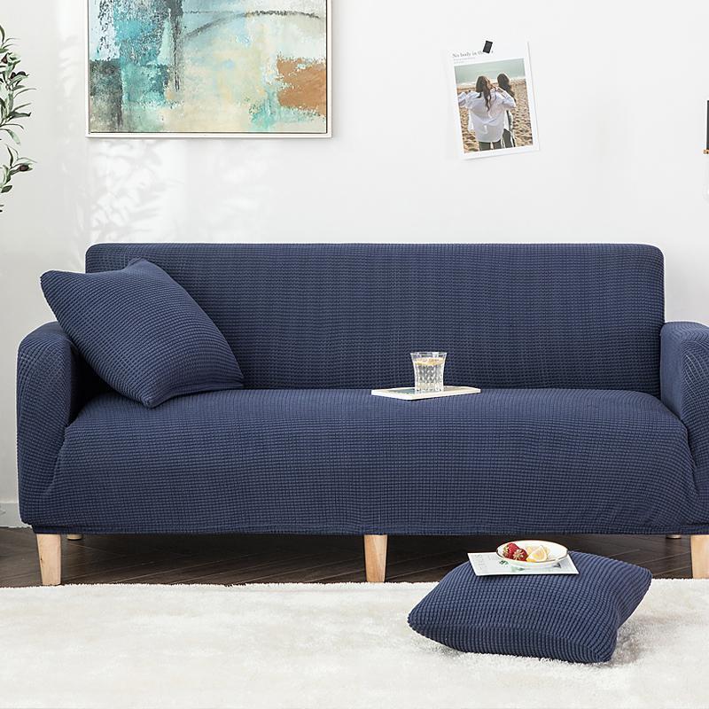 沙发套全包卍能套懒人全盖沙发罩四季通用沙发垫弹力罩布布艺一套 普鲁蓝 M【双人位长145-185cm内】