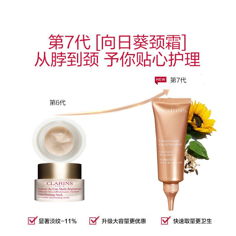 CLARINS法国原装 娇韵诗焕颜紧致颈霜75ml2020年新款淡化颈纹提拉光滑肌肤抗皱