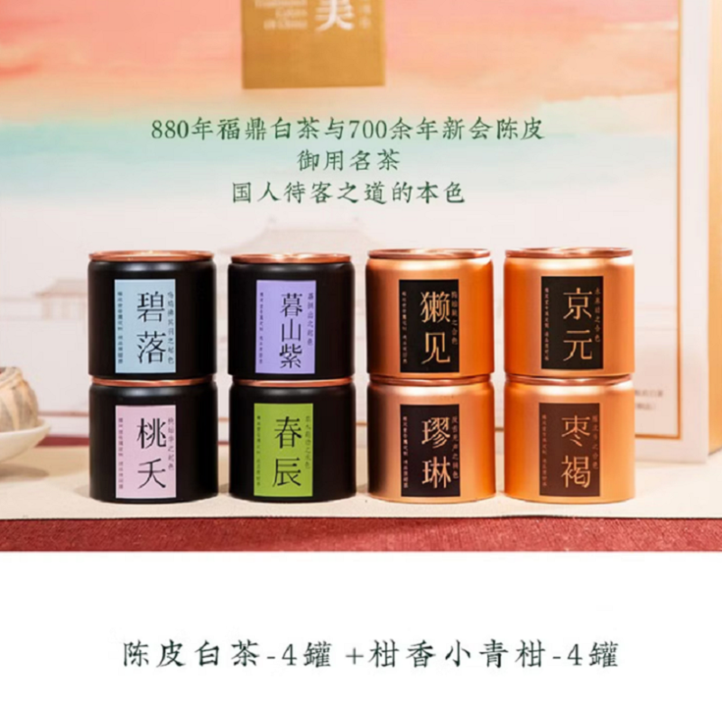 雍双堂 中国色故宫美文创礼盒 干仓新会陈皮 大师福鼎白茶 陈香淡雅134克 三年陈皮90克 ZGS-5002.高清大图