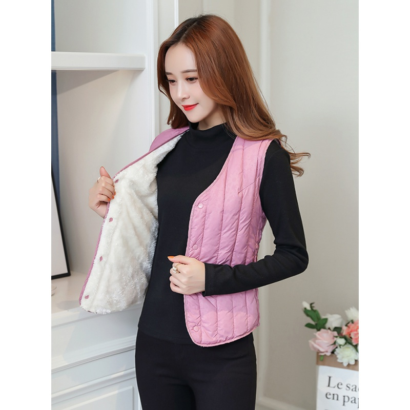 保暖马甲女冬季加厚加绒短款坎肩轻薄舒适简约时尚马夹棉背心女内穿麟