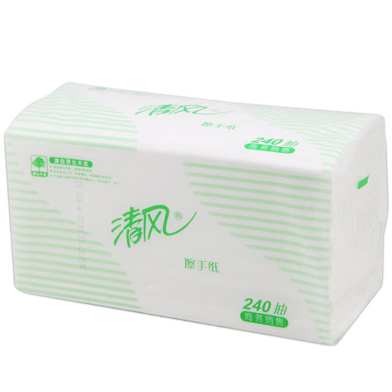清风 Breeze 折叠式擦手纸 B900A 单层二折 240抽/包 20包/箱 (大包装)(计价单位:箱)高清大图