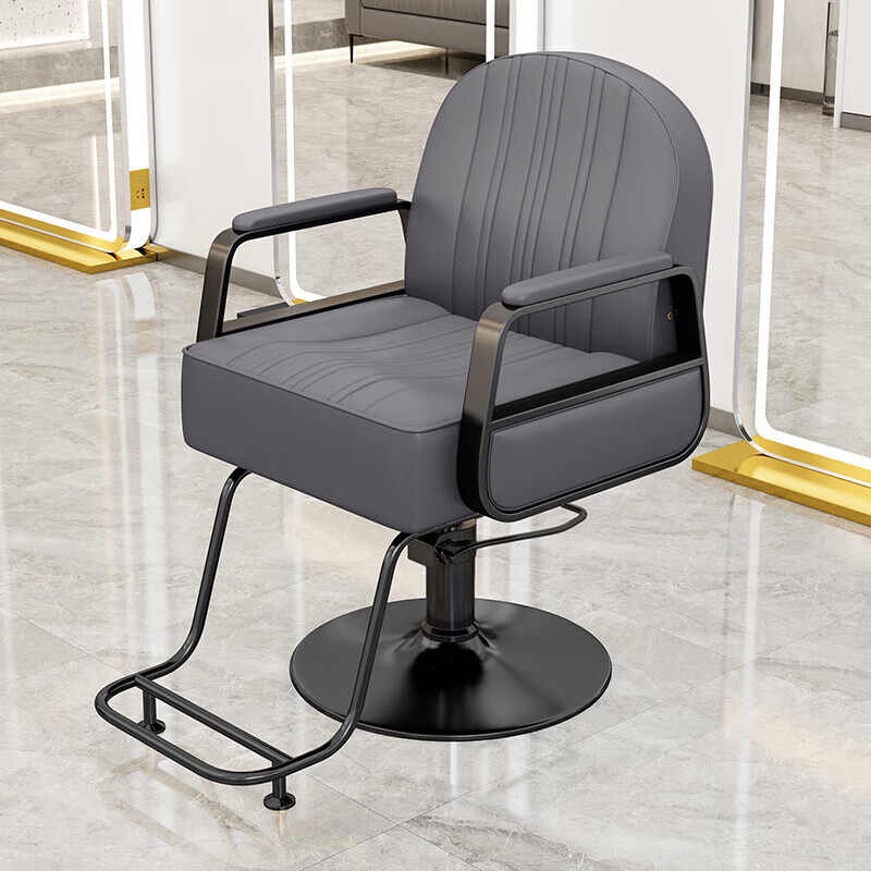晋舰理发椅美发凳子发廊专用升降旋转可放倒剪发椅深灰电镀黑圆盘高清大图