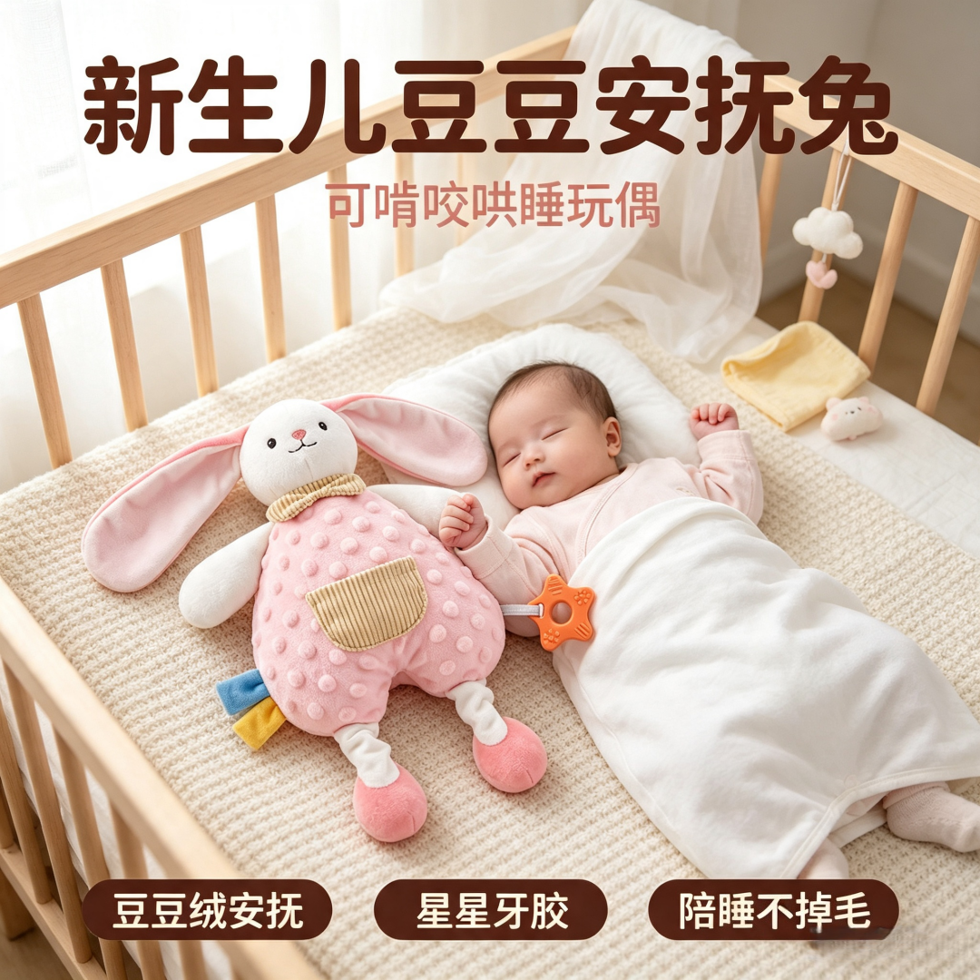 婴儿安抚玩偶可入口啃咬安抚巾新生儿宝宝0-1岁睡觉玩具6个月1663