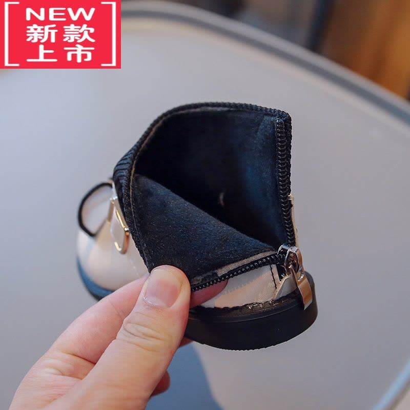 可莉允儿童靴子女2022年冬季新款加绒二棉靴子女童蝴蝶结平底公主短靴潮图片