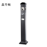 鑫升顺不锈钢垃圾桶烟蒂柱灭烟桶带烟灰缸室外电梯口立式屋顶式黑色烤漆烟灰柱