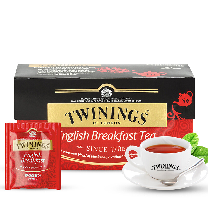英国川宁(TWININGS) 波兰进口茶叶袋泡茶包 早餐经典红茶25包*2g