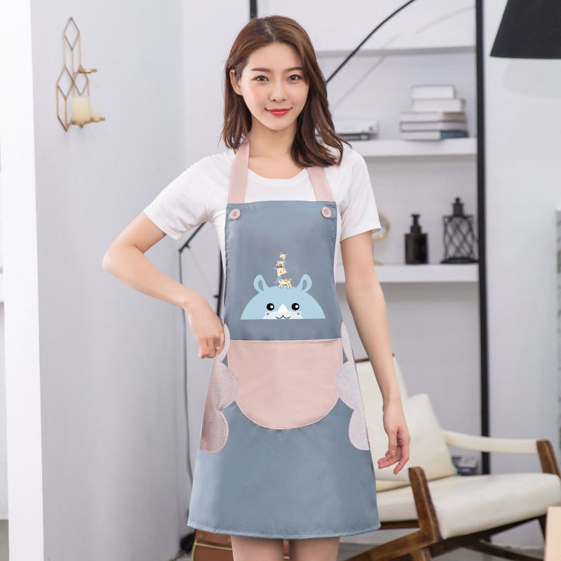 围裙家用厨房防水防油女夏季薄款工作服卡通可爱日系韩版做饭围腰
