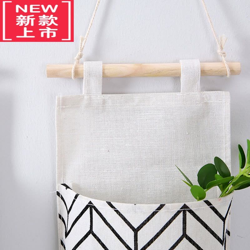 可莉允布艺挂墙上置物袋储物挂兜 门后可悬挂式收纳布袋多层墙面壁挂袋图片