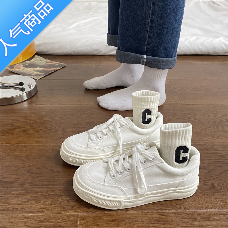 SUNTEK易少年 日系小白鞋女ins超火学生百搭帆布鞋2023春季新新款运动鞋高清大图