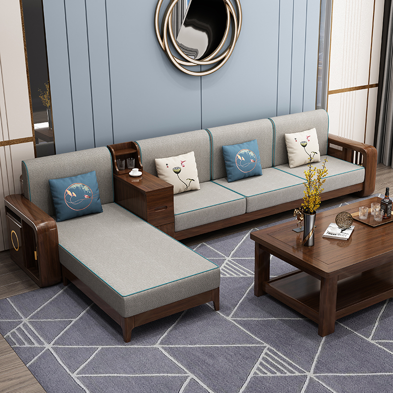 怡红院 沙发 实木金丝胡桃木大小户型中式客厅组合冬夏两用转角储物