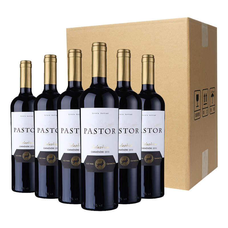 智利进口红酒 牧羊人佳美娜红葡萄酒 750ml*6瓶 整箱装