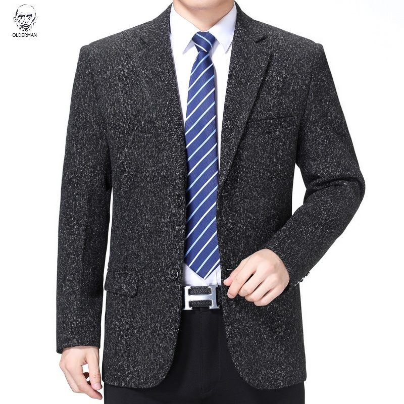 老人头2021春秋季男装休闲西服外套中老年人爸爸装修身时尚秋冬季男士