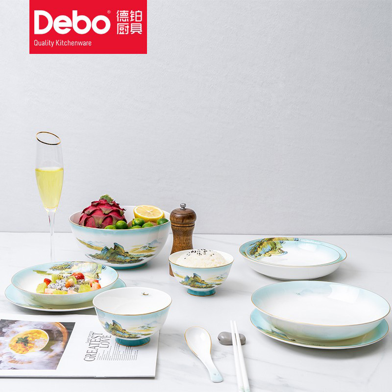 德铂餐具绿水青山32件套陶瓷耐冷耐热餐具套装DEP-767