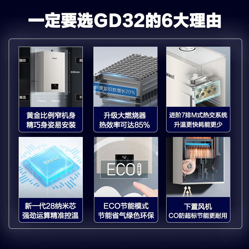 林内(Rinnai)13升燃热 JSQ26-GD32智慧恒温 全新升级CPU