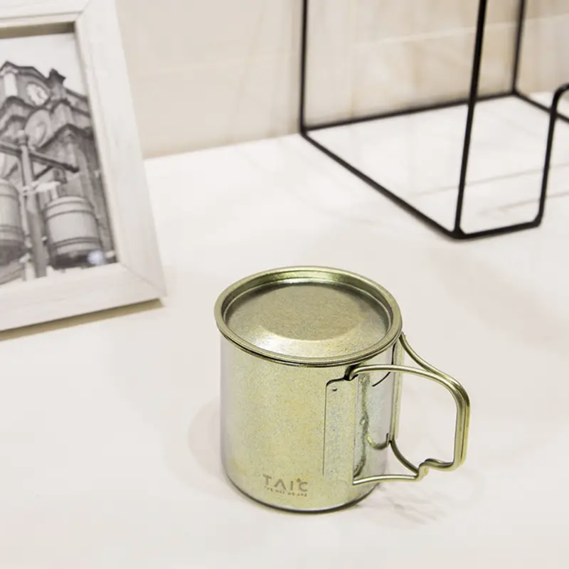 太可taic纯钛水杯 带把手带杯盖马克杯咖啡杯 天然出色无喷漆b0329