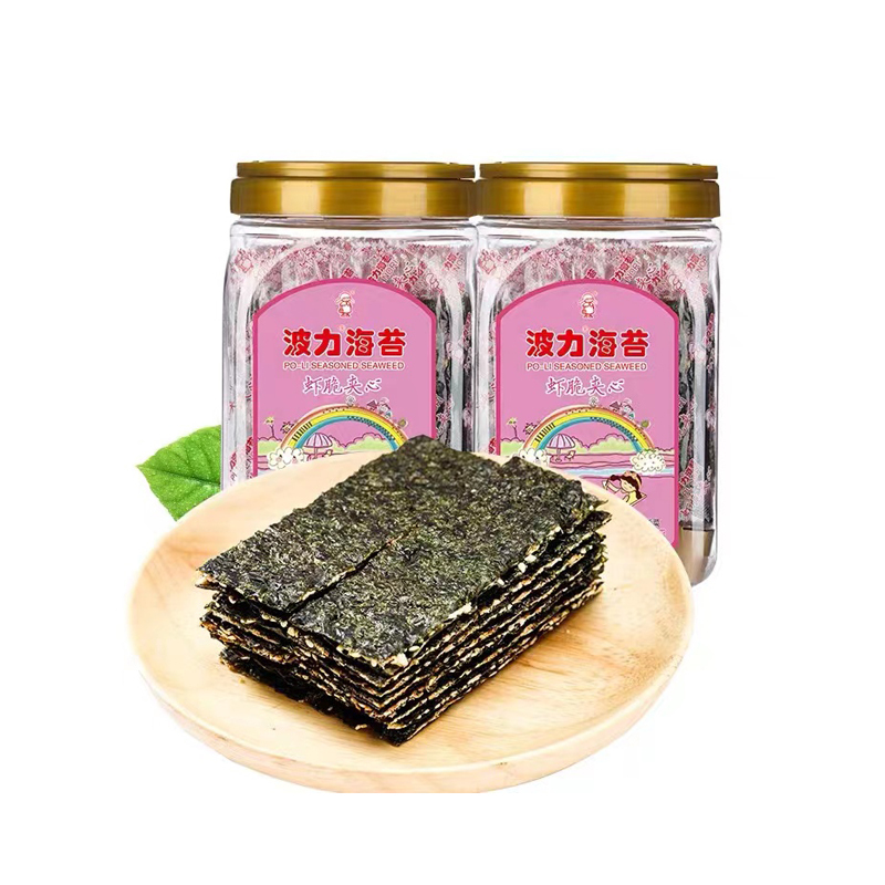 波力 海苔荞麦夹心脆+虾皮夹心脆 96g (约96包)紫菜脆片海苔儿童休闲食品