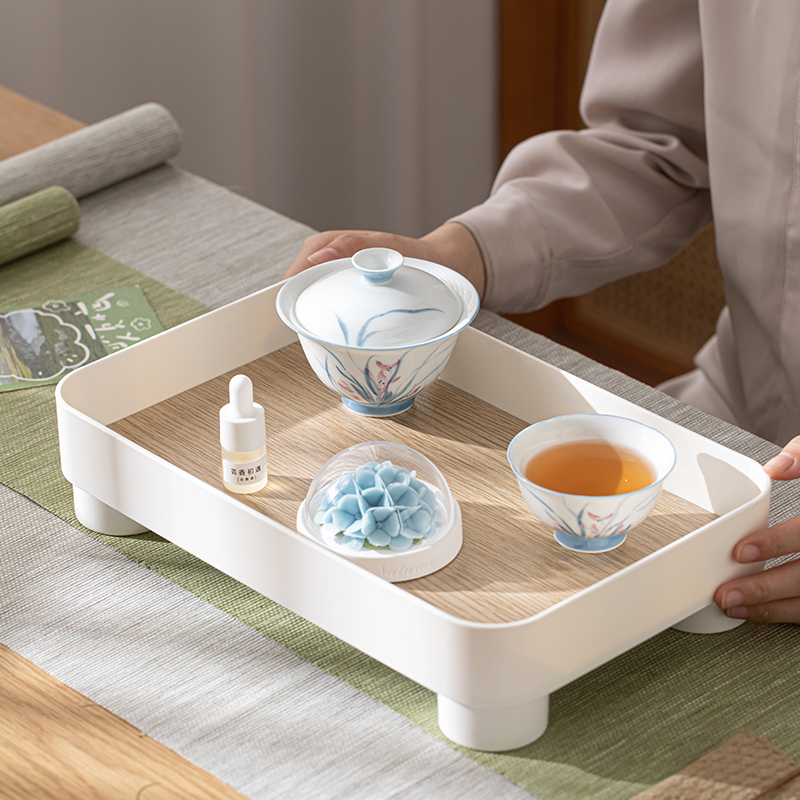 苏氏陶瓷(SUSHI CERAMICS)羊脂玉瓷手绘兰花盖碗香薰手捏花扩香器小套组